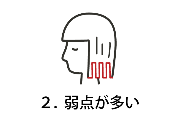 ２．弱点が多い。